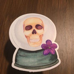 Skull Globe gothic vinyl glossy sticker